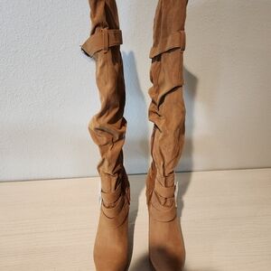 Size 9 Over the knee suede boots, tan